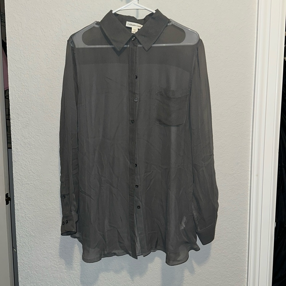 NWT Coldwater Creekk Gray Chiffon Blouse 1X